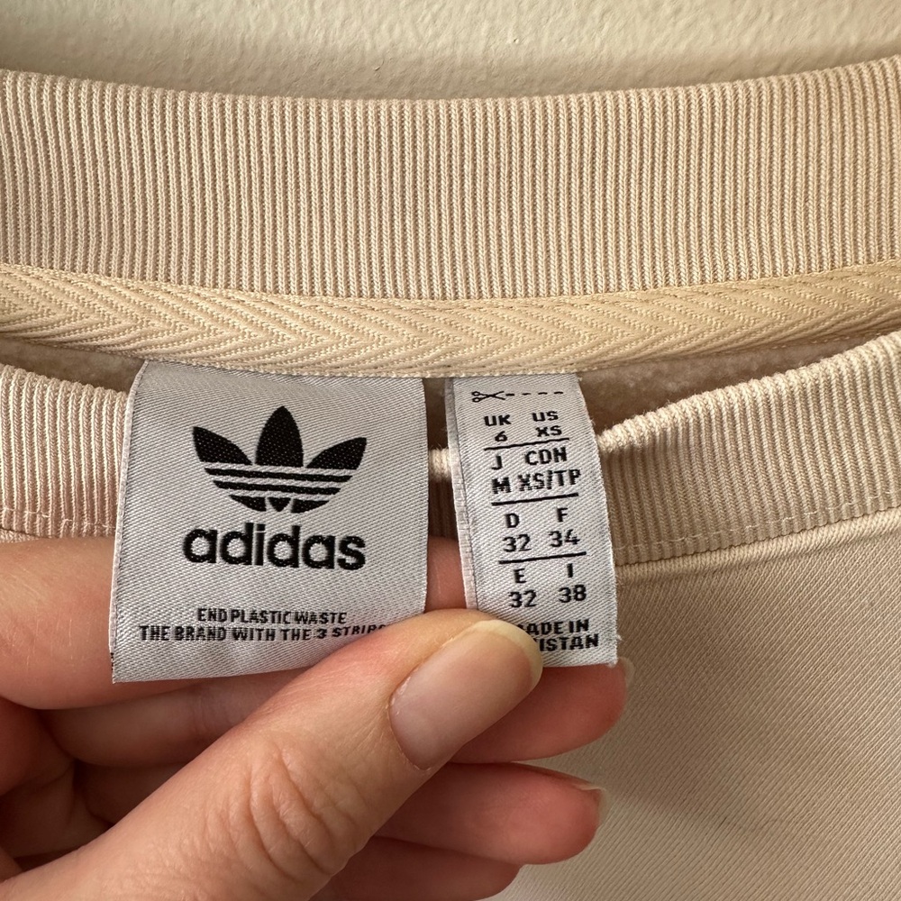 Adidas Cream Sweatshirt drop shoulder beige Crewneck - Picture 5 of 8